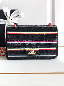 CC original sequins mini flap bag A69900 black