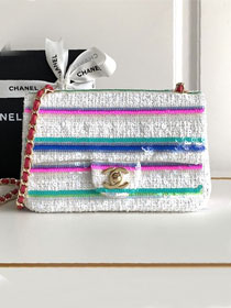 CC original sequins mini flap bag A69900 white