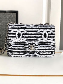 CC original sequins mini flap bag AS4561 black&white