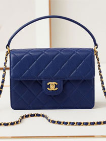 2024 CC original grained calfskin medium flap bag AS5166 blue