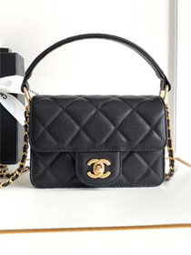 2024 CC original grained calfskin mini flap bag AS5164 black