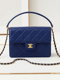 2024 CC original grained calfskin small flap bag AS5165 blue