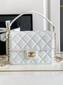 2024 CC original grained calfskin small flap bag AS5165 white