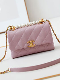 2024 CC original lambskin mini top handle flap bag AS5001 pink