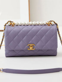 2024 CC original lambskin top handle flap bag AS4997 light purple