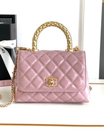 CC original calfskin mini coco handle bag AS2215 pink