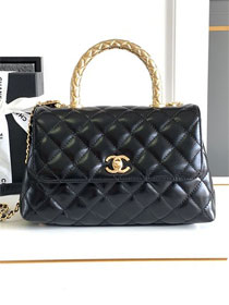 CC original calfskin small coco handle bag A92990 black