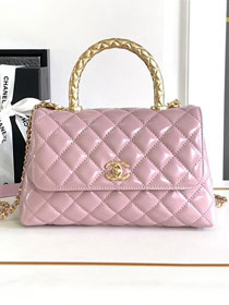 CC original calfskin small coco handle bag A92990 pink