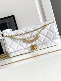 CC original lambskin clutch with chain AP5001 white