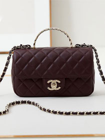 2024 CC original lambskin mini top handle bag AS4924 bordeaux