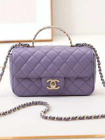 2024 CC original lambskin mini top handle bag AS4924 light purple