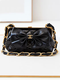 CC original lambskin clutch with chain AP4027 black