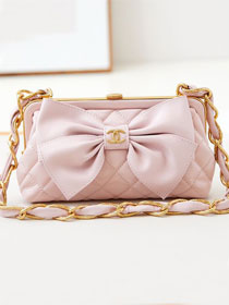 CC original lambskin clutch with chain AP4027 pink