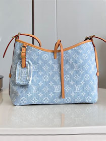 Louis vuitton original denim carryall PM handbag M11462 light blue