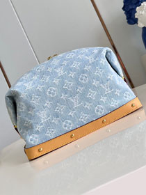 Louis vuitton original denim pochette cosmetique M24317 light blue