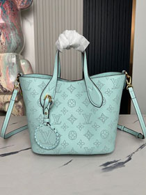 2023 Louis vuitton original mahina calfskin blossom pm tote M24930 mineral blue