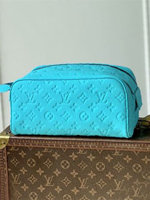 Louis vuitton original calfskin dopp kit toilet pouch M11482 blue