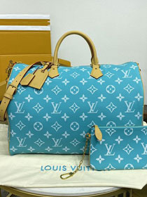 Louis vuitton original soft calfskin speedy P9 50 M11565 turquoise