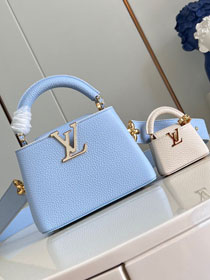 Louis vuitton original calfskin capucines mini handbag M24563 blue