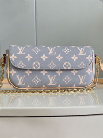 Louis vuitton original monogram canvas wallet on chain Ivy M12778 grey