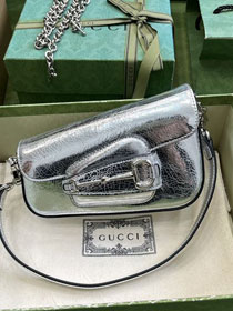 GG original calfskin horsebit 1955 mini shoulder bag 774209 silver