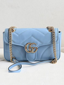 GG original calfskin marmont small shoulder bag 443497 light blue