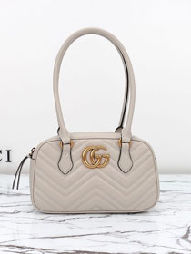 GG original calfskin marmont small top handle bag 795199 light grey