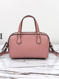 GG original calfskin super mini top handle bag 790130 rose beige