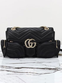 GG original calfskin marmont small shoulder bag 795228 black