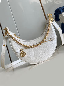 Louis vuitton original ostrich calfskin loop PM handbag N85900 white