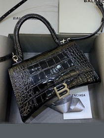 Balenciaga original crocodile calfskin hourglass small handbag 5935461 black