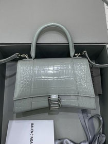 Balenciaga original crocodile calfskin hourglass small handbag 5935461 grey