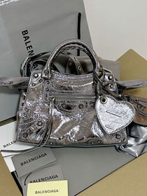 Balenciaga original  lambskin neo cagole xs city handbag 700940210 silver