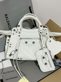 Balenciaga original  lambskin neo cagole xs city handbag 700940210 white