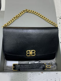 Balenciaga original calfskin BB soft large flap bag 7484882 black