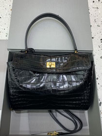 Balenciaga original crocodile calfskin rodeo small handbag 7897792 black