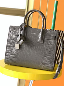 YSL original crocodile calfskin medium sac de jour bag 421863 grey