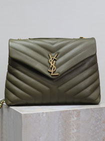 YSL original calfskin loulou medium bag 487216 dark green