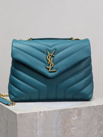 YSL original  calfskin loulou small bag 494699 blue