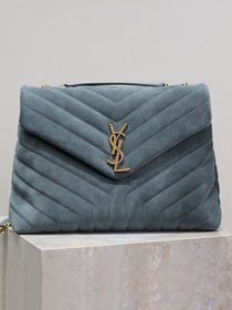 YSL original suede calfskin loulou medium bag 487216 blue