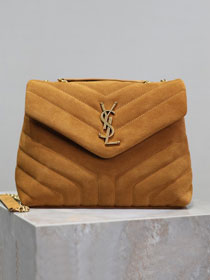 YSL original suede calfskin loulou medium bag 487216 brown