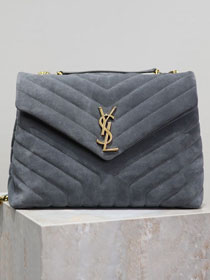 YSL original suede calfskin loulou medium bag 487216 grey