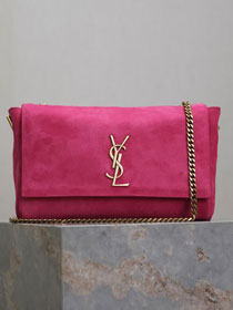 YSL original suede calfskin reversible medium kate bag 553804 rose red