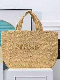 YSL original raffia shopping tote bag 379269 beige