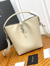 YSL original calfskin small le 37 bucket bag 749036 light grey