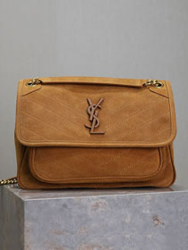 YSL original suede medium niki bag 633158 brown