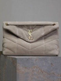 YSL original suede calfskin puffer medium bag 577475 grey