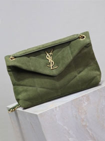 YSL original suede calfskin puffer small bag 577476 green