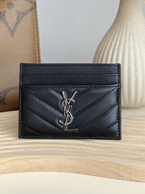 YSL original grained calfskin card holder 423291