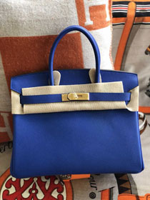 Hermes original epsom leather birkin 35 bag H35-3 blue zellige